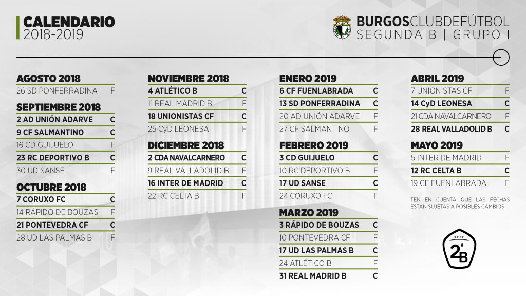 Calendario del burgos cf