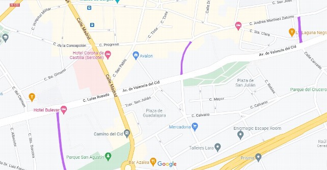 giros izquierda bulevar mapa