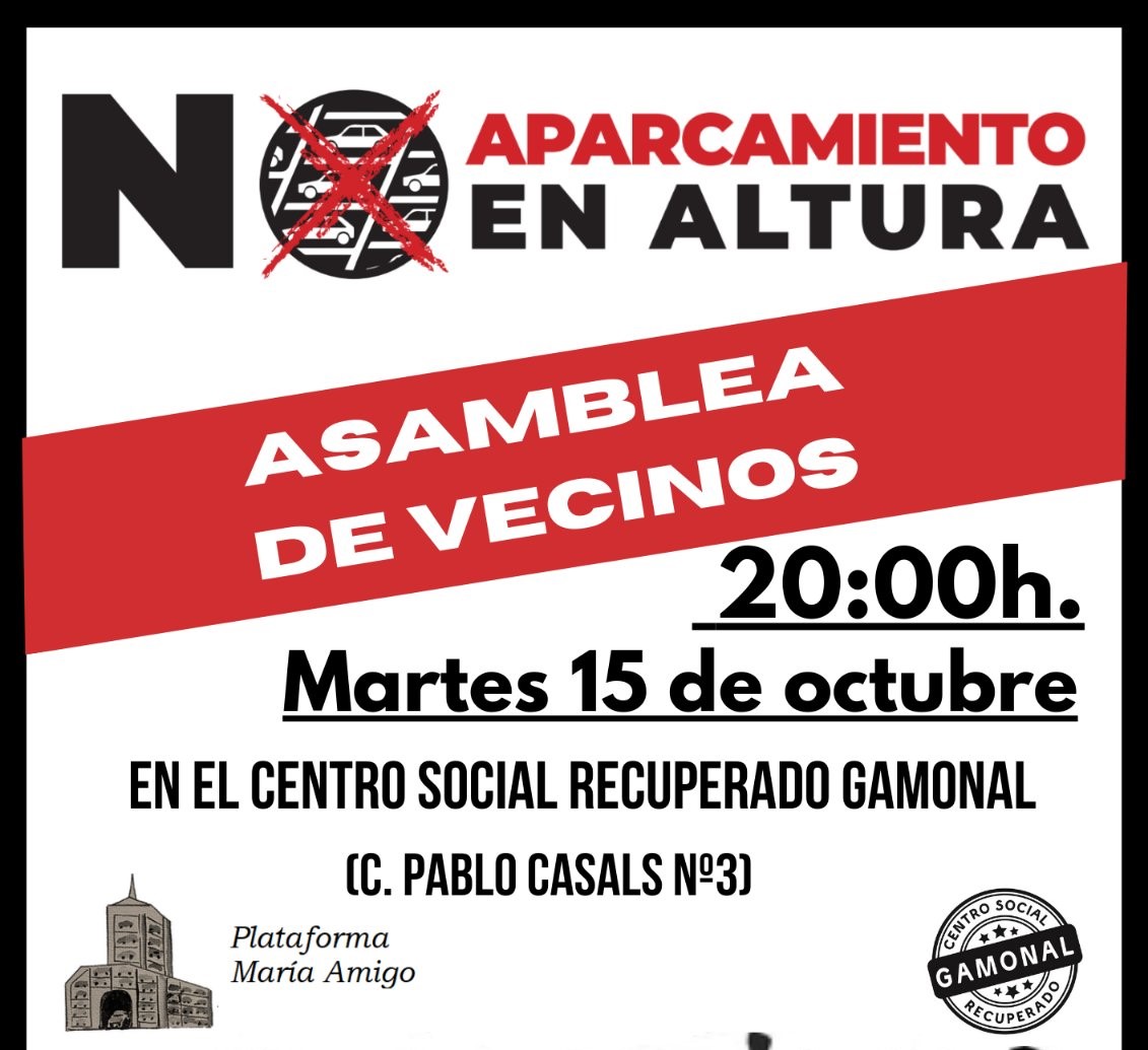 Cartel manifestación aparcamiento en el altura