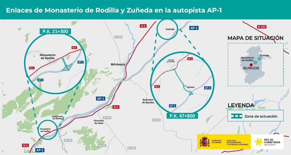 Mapa Monasterio de Rodilla y Zuñeda en la AP-1