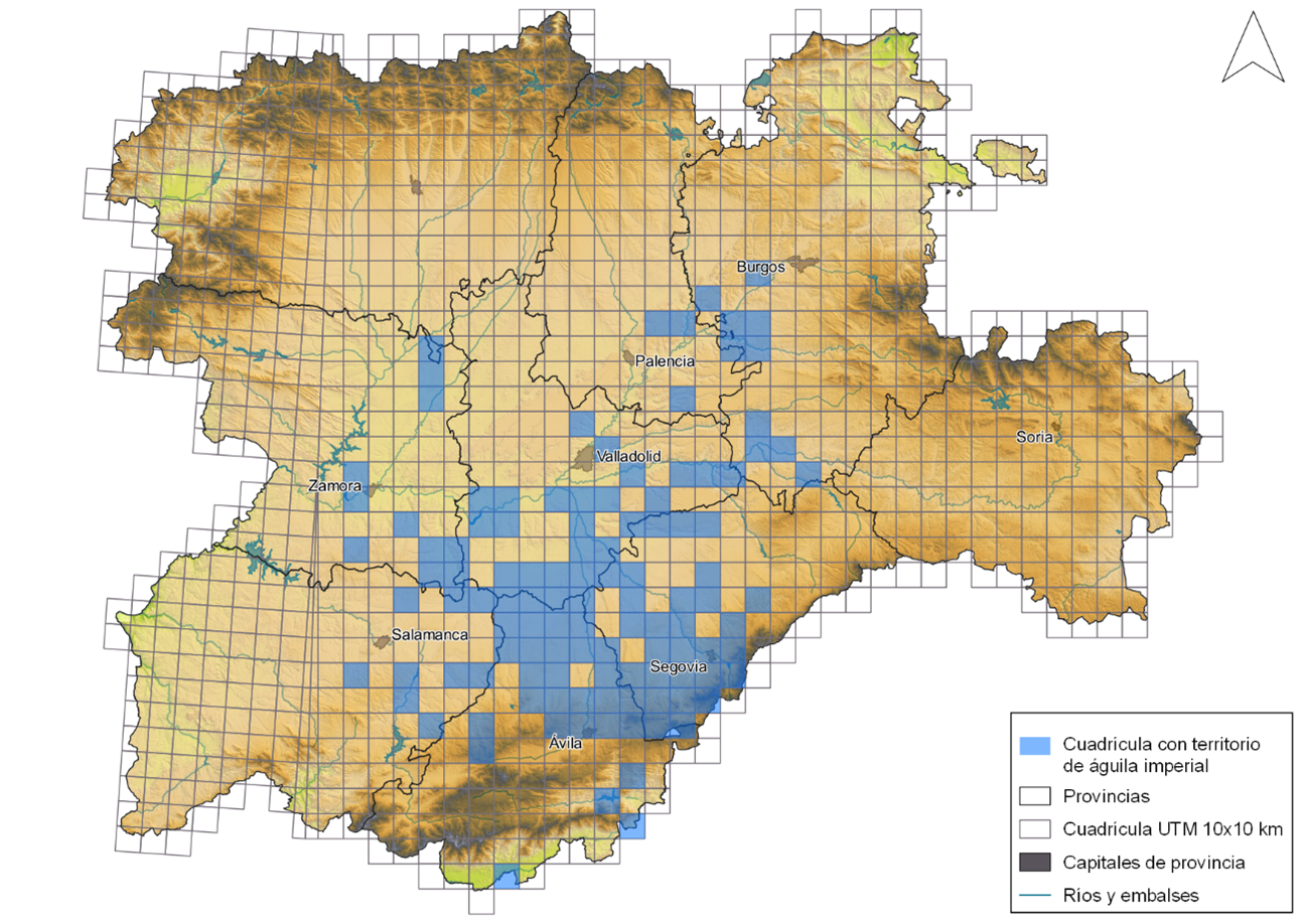 Distribución del águila imperial Castilla y León 2023