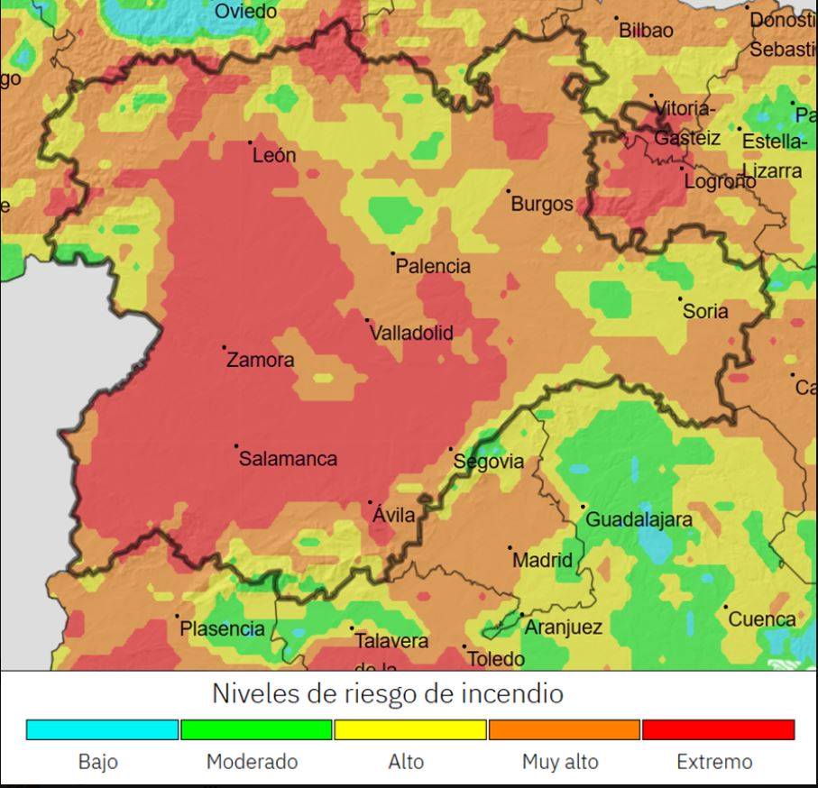 Temperaturas máximas junio riesgo incendio Burgos